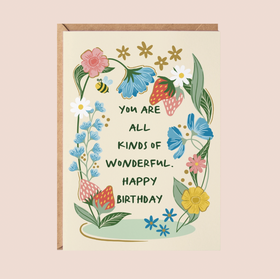 'You Are All Kinds Of Wonderful' Gold Foil Birthday Card