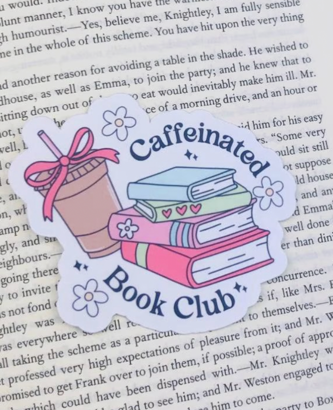 Caffeinated Book Club Sticker