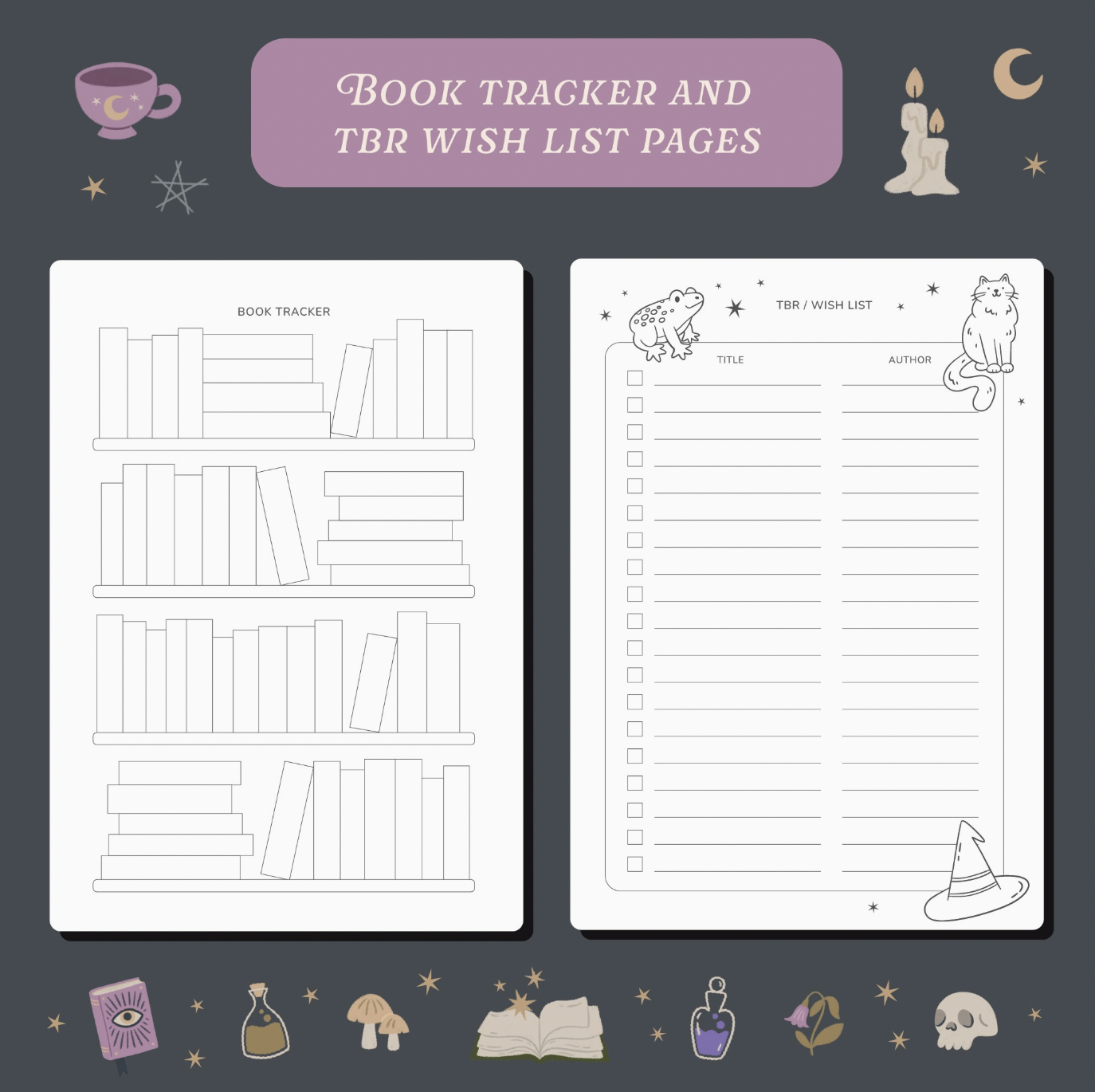 Whimsy Witch Reading Journal – 50 Book Review Notebook