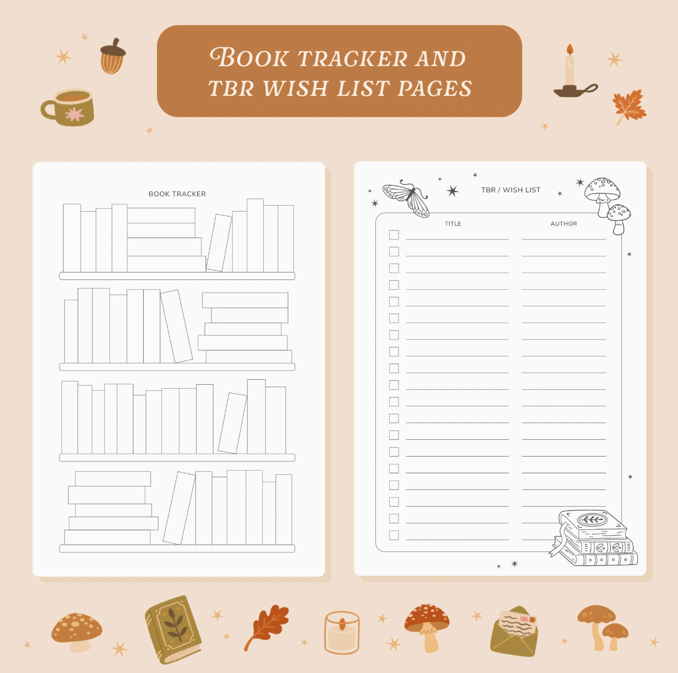 Cosy Season Autumn Reading Journal - 50 Page Book Review Notebook