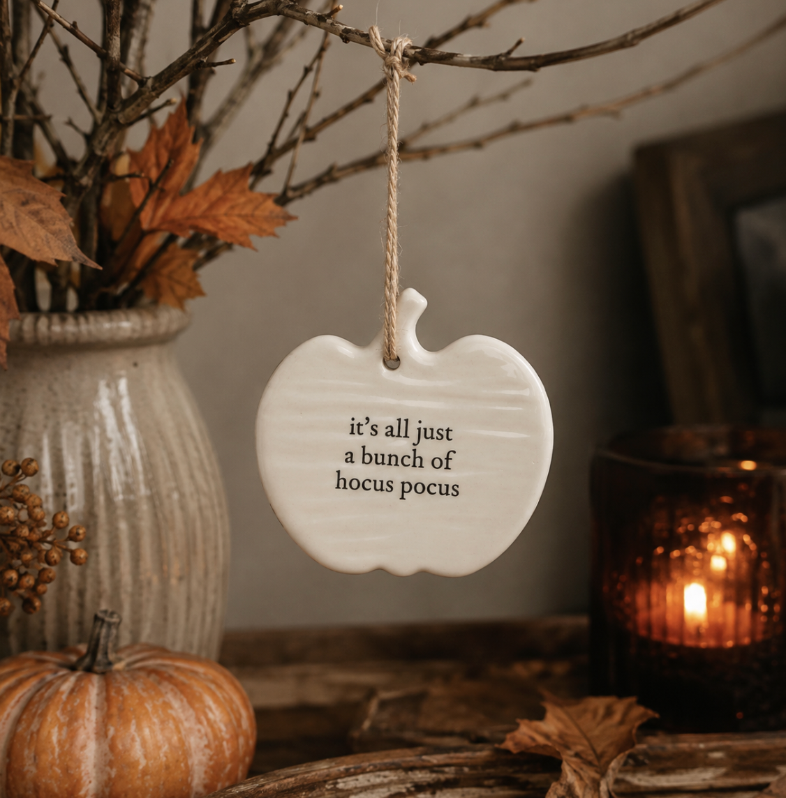 A Bunch Of Hocus Pocus Hanging Ceramic Pumpkin Decoration