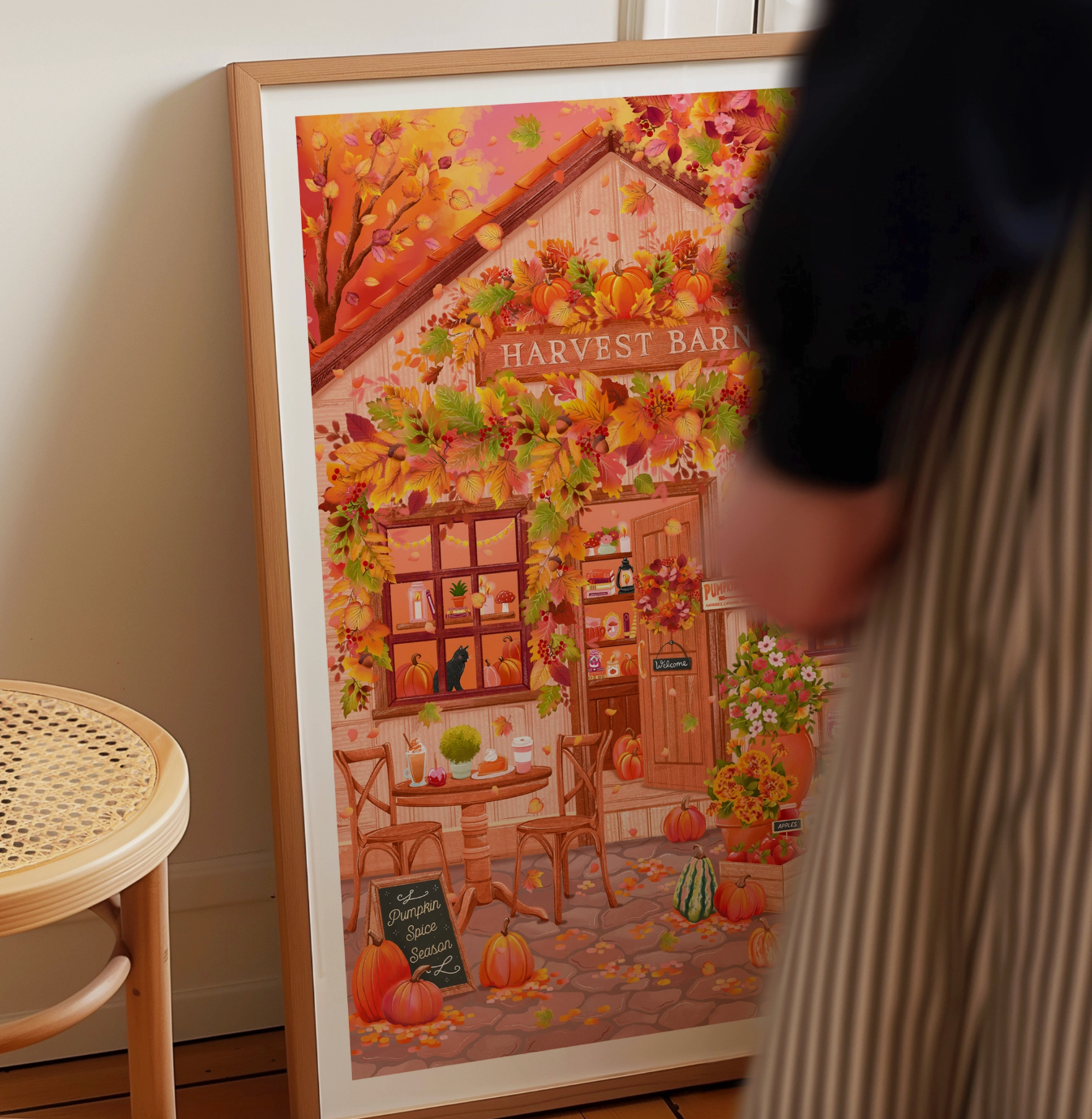 Cosy Autumn Pumpkin Harvest Barn A4 Print