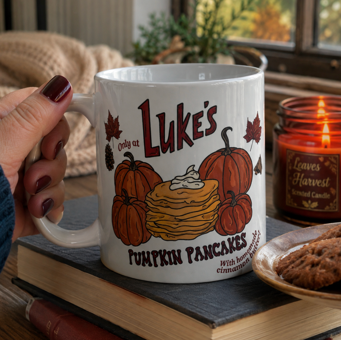 Lukes Pumpkin Pancakes Illustrated Ceramic Mug