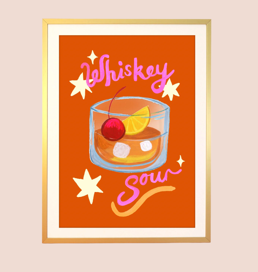 Whiskey Sour Cocktail A4 Print
