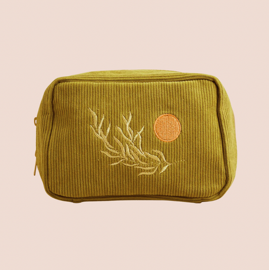 Flora Corduroy Makeup Bag in Olive