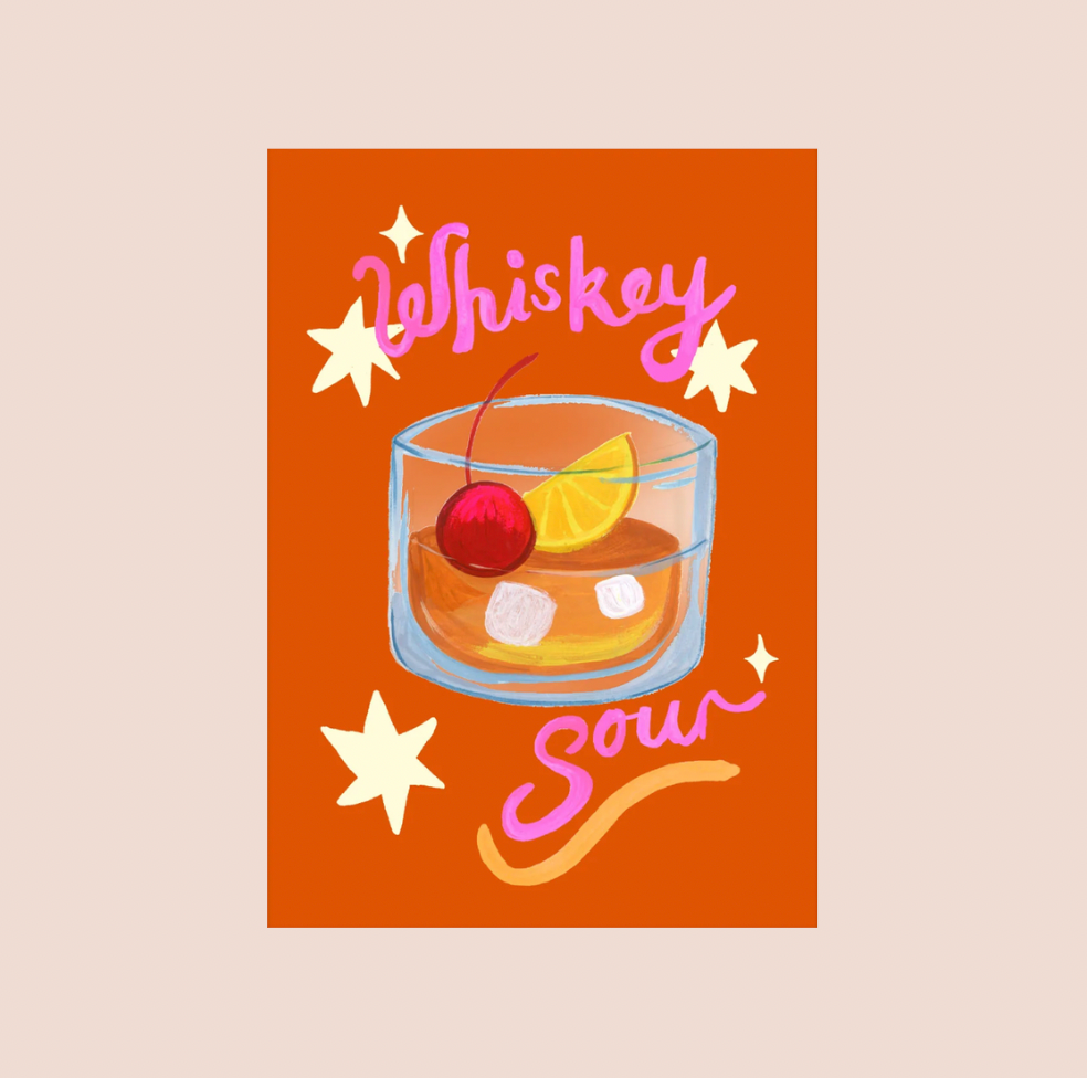 Whiskey Sour Cocktail A4 Print