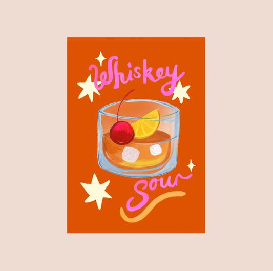 Whiskey Sour Cocktail A4 Print