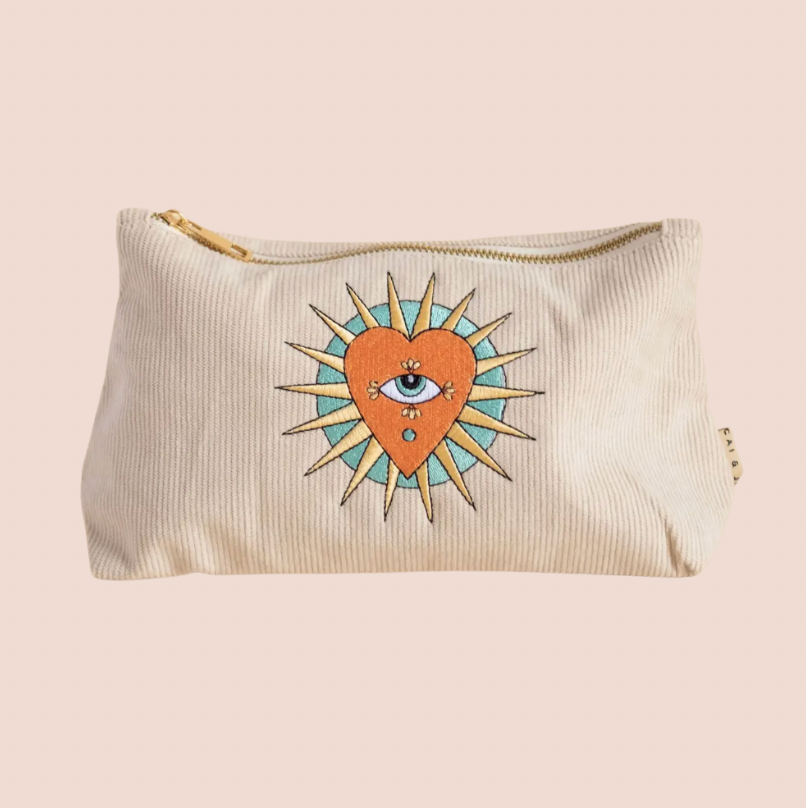 Corduroy Heart Zip Bag