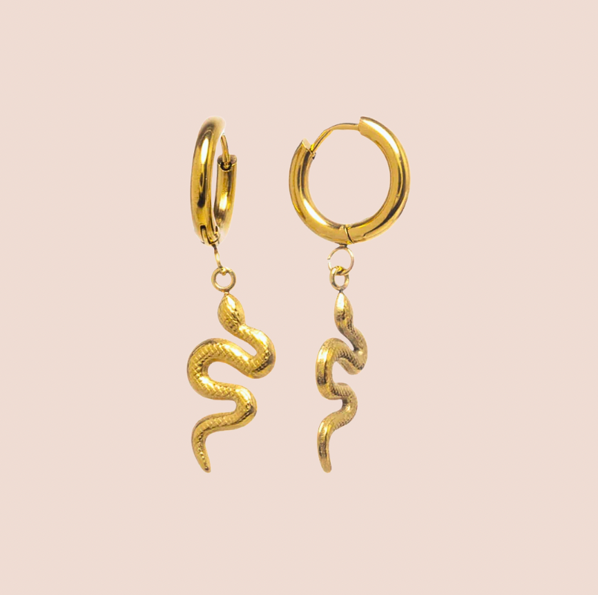Gold Snake Hoop Earrings