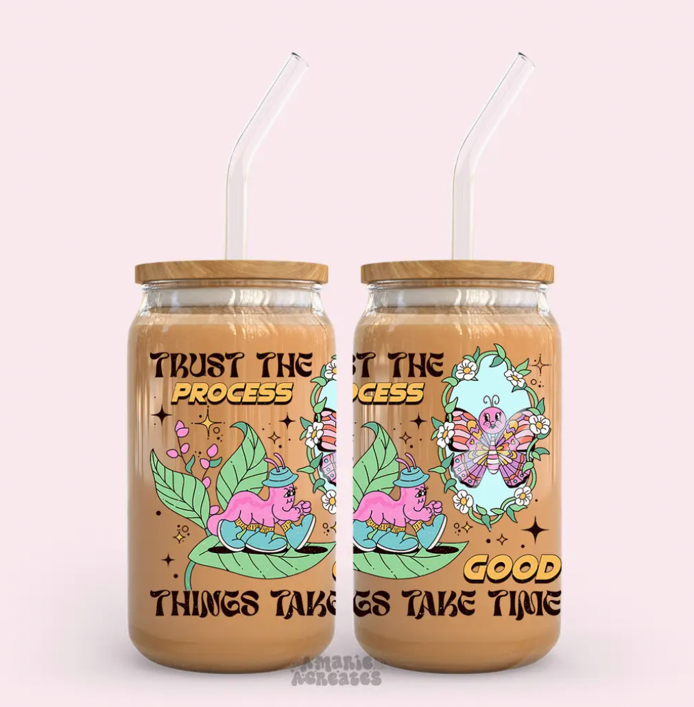 Trust The Process Iced Coffee Glass 16oz