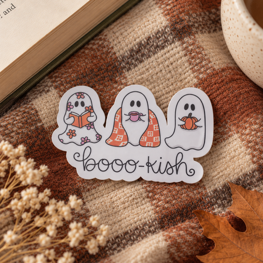 ‘Booo-kish’ Ghost Halloween Reading Bookish Sticker