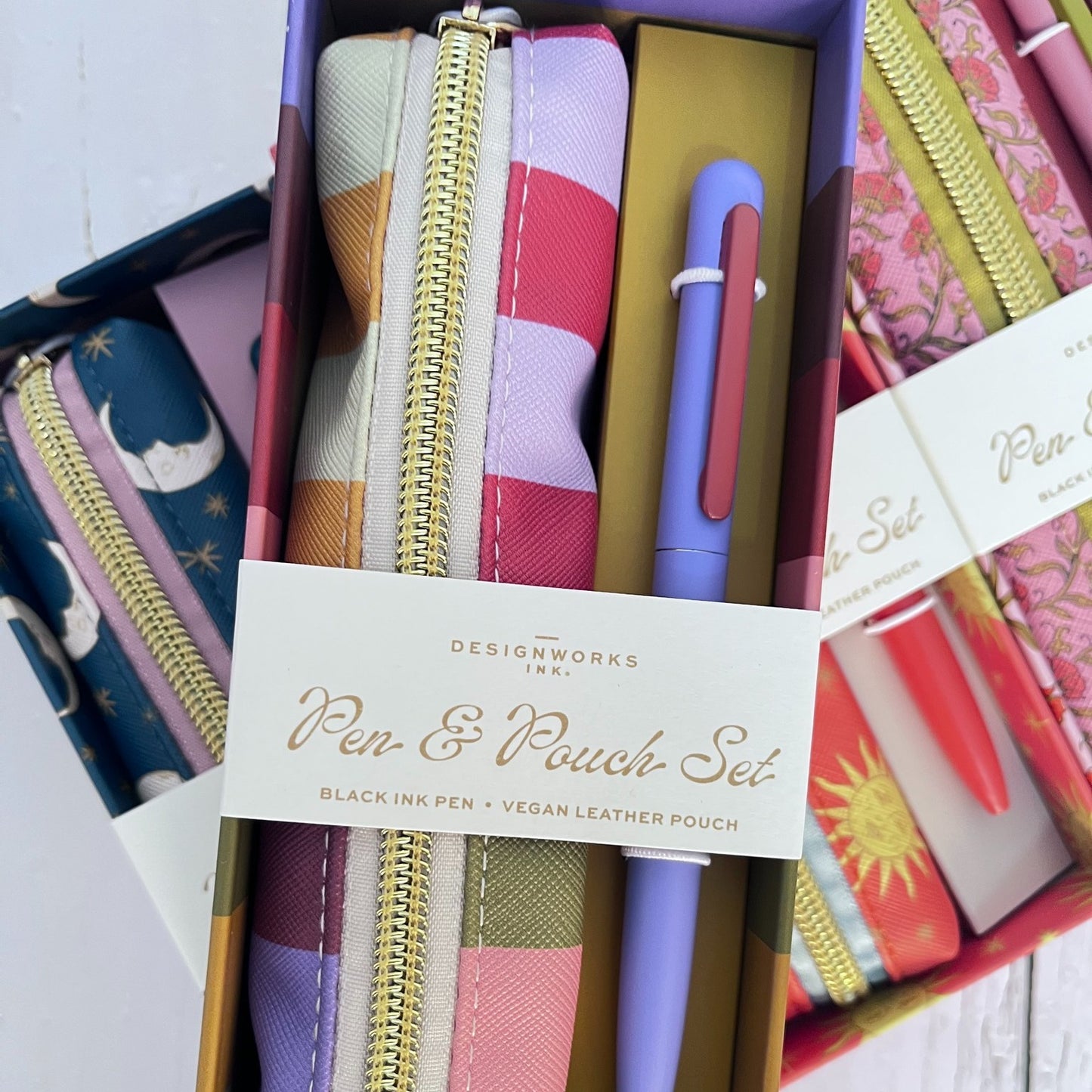 Striped Pen & Pouch Stationery Set