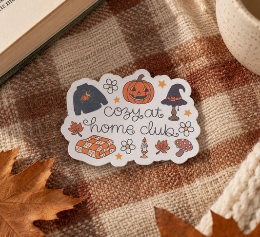 ‘Cozy At Home’ Autumn Pumpkin Halloween Sticker
