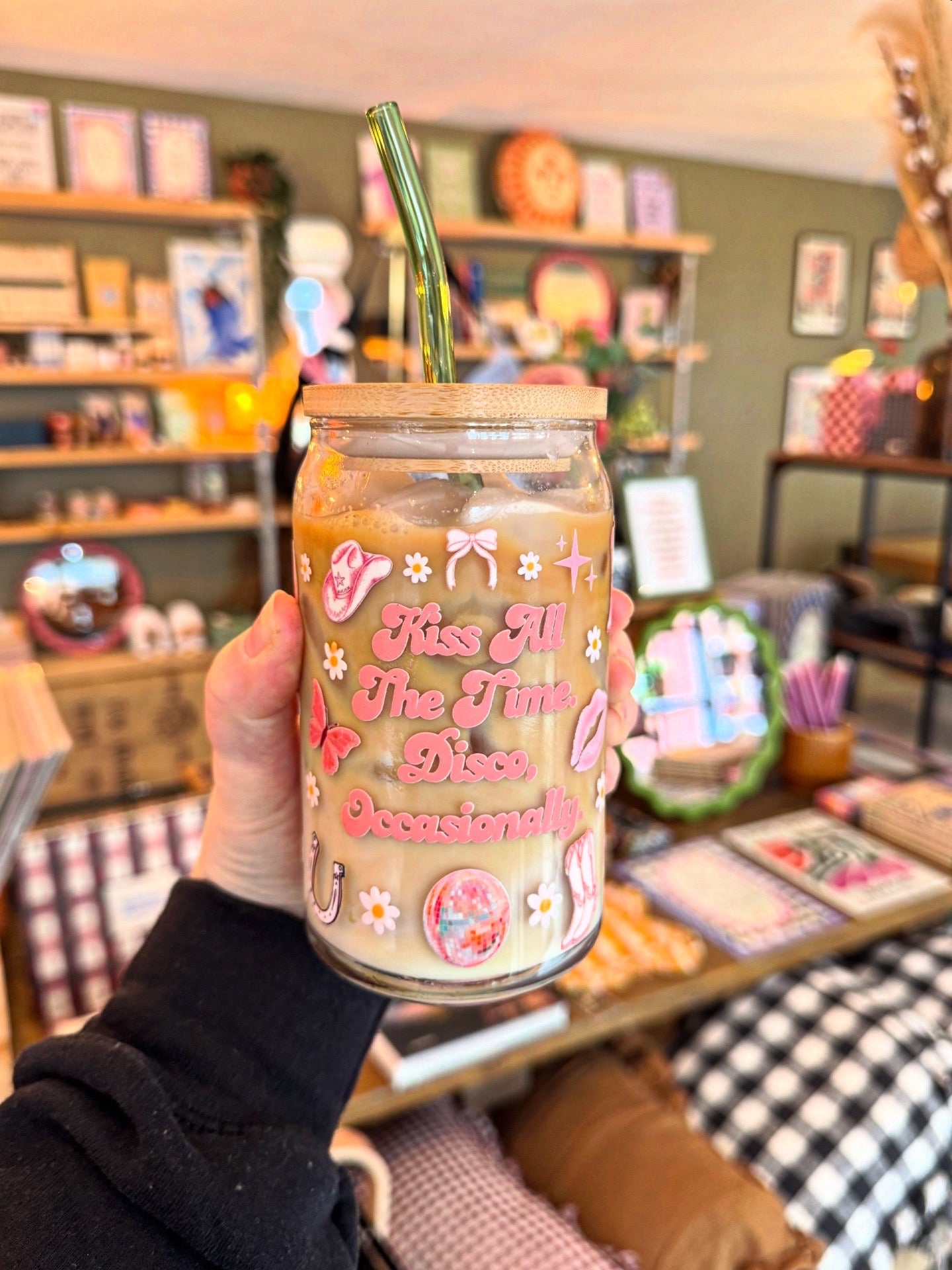 Kiss All The Time Harry Styles Iced Coffee Glass 16oz