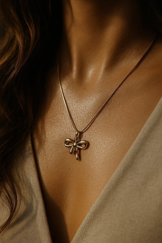 Bow Gold Plated Pendant Necklace