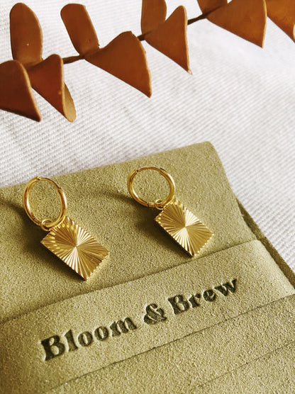 Aspen Engraved Gold Hoop Earrings