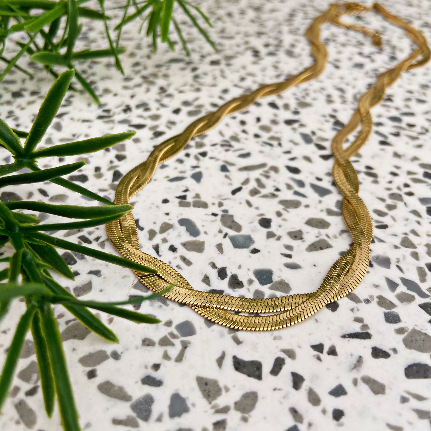 Braided Herringbone Necklace 45cm