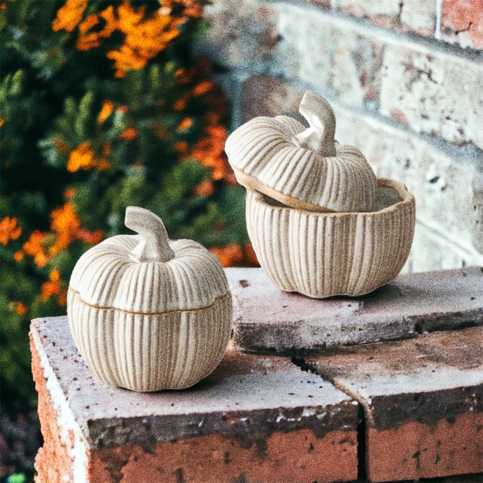 Glazed Ceramic Pumpkin Dish With Lid