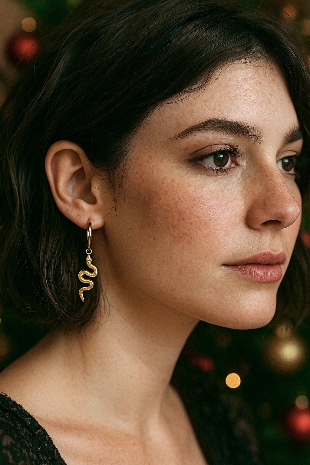 Gold Snake Hoop Earrings