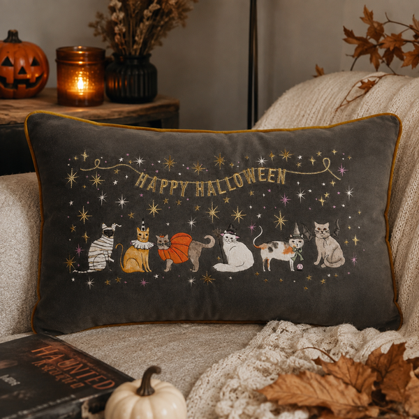 Happy Halloween Piped Cushion
