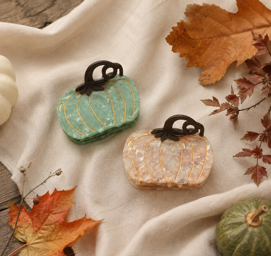 Pumpkin Cellulose Acetate Hair Claw - Pearly Cream