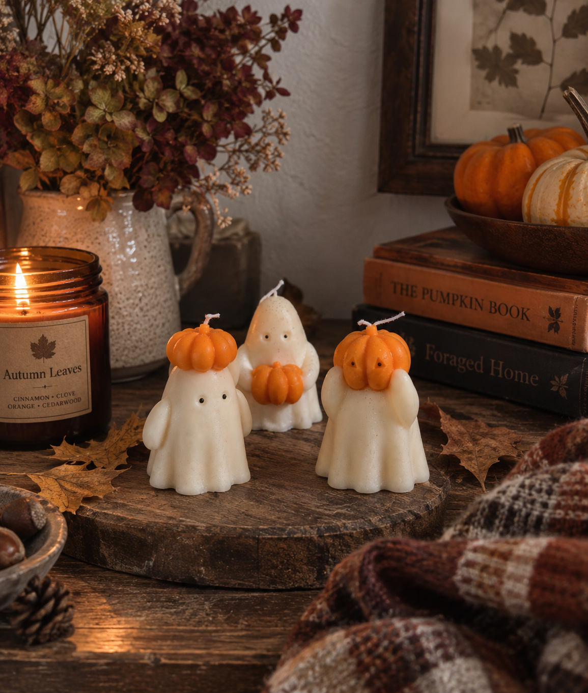 Handmade Ghost Pumpkin Candles