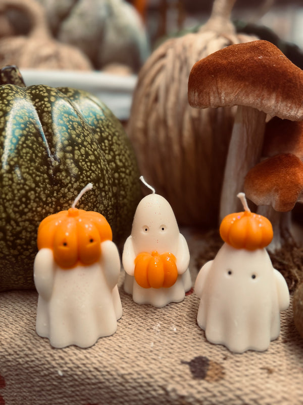 Handmade Ghost Pumpkin Candles