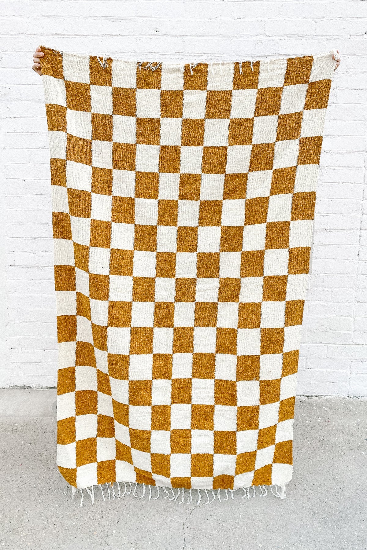 Gold & Cream Checkered Blanket