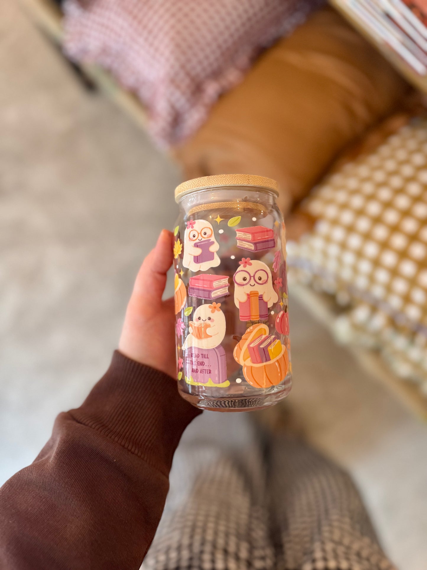 Haunted Books Iced Coffee Glass 16oz