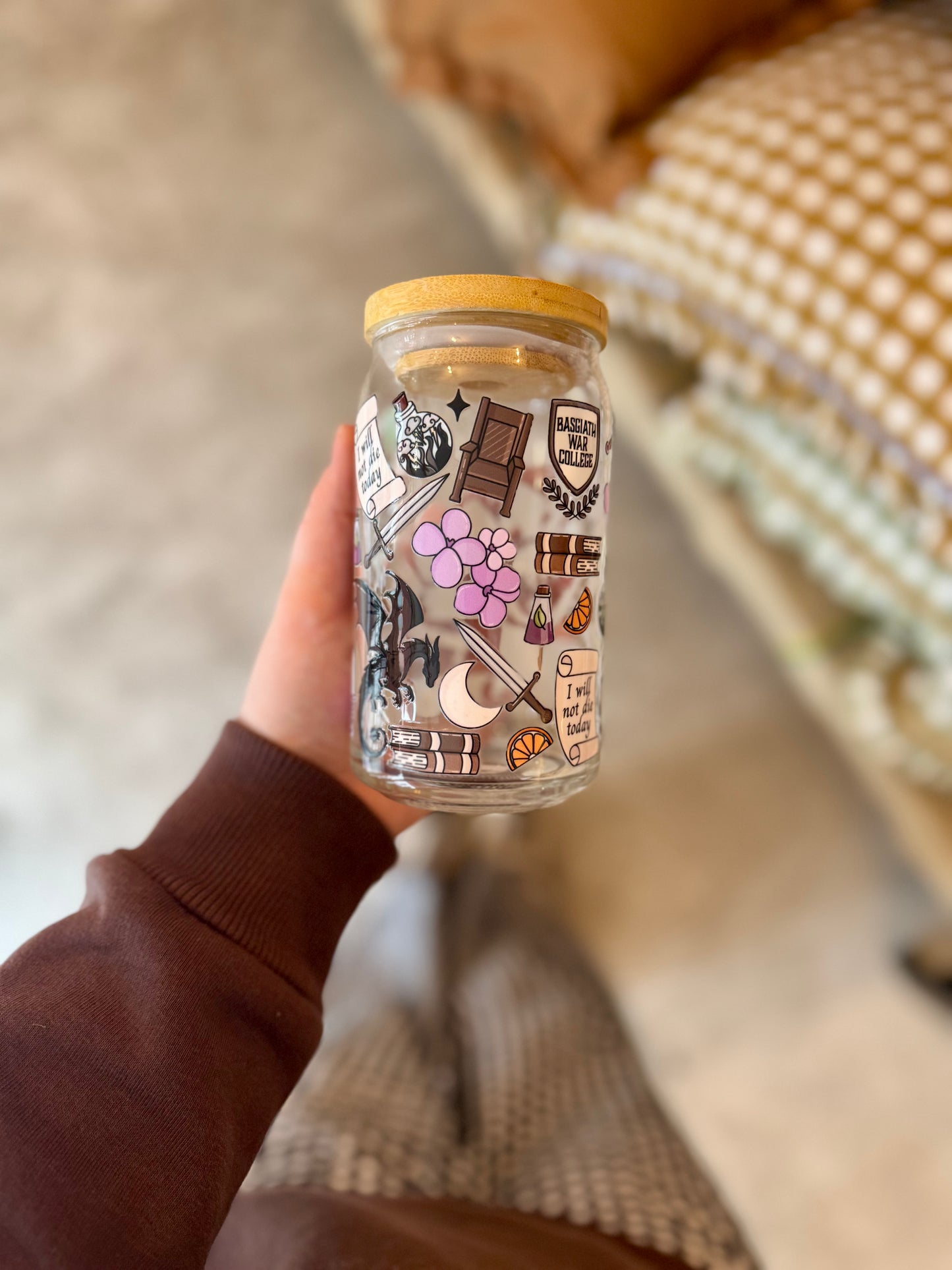 Basgiath Empyrean Fantasy Bookish Iced Coffee Glass 16oz
