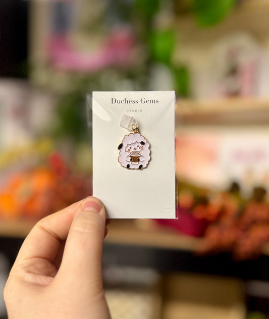 Cute Sheep With Coffee Dust Plug | Phone |Tablet | Kindle Charm