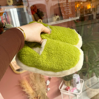 Green Merino Wool Slippers