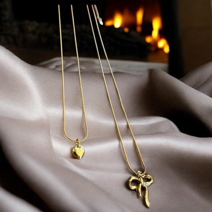 Bow Gold Plated Pendant Necklace