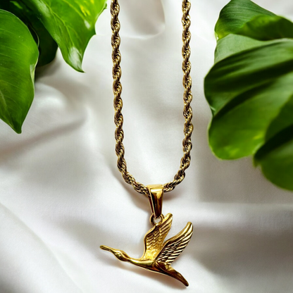 Crane Bird Gold Plated Necklace