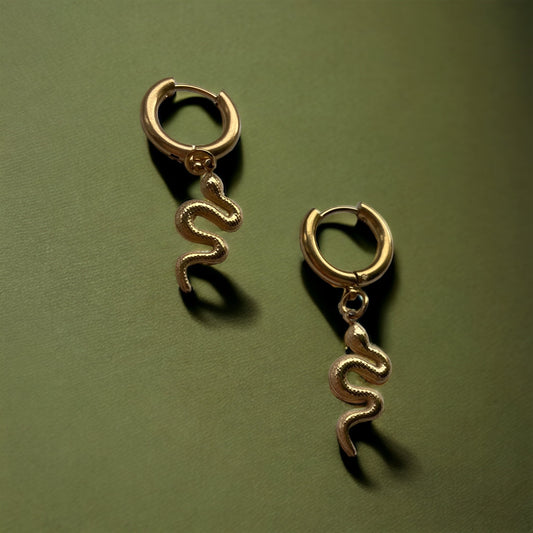 Gold Snake Hoops