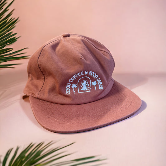 Bloom & Brew Organic Cotton 5 Panel Cap in Terracotta