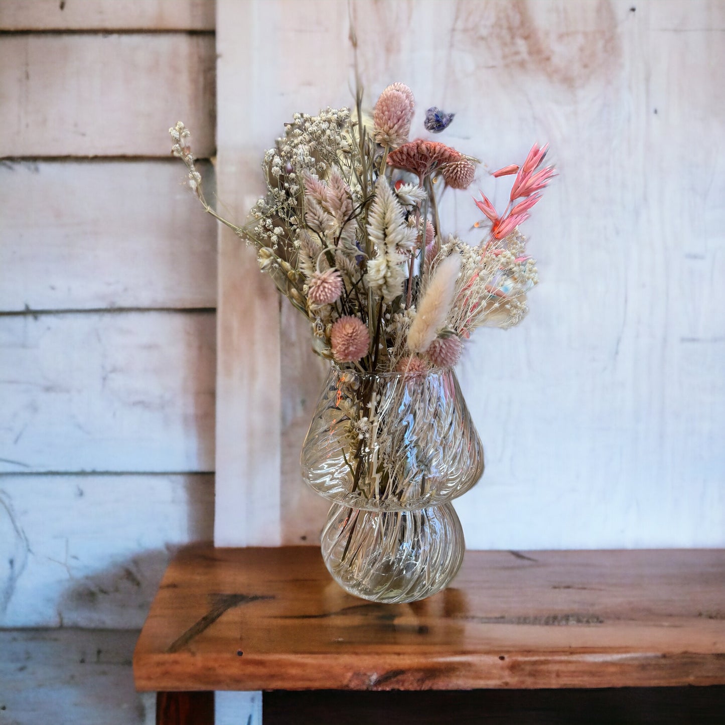 Clear Mushroom Ribbed Vase