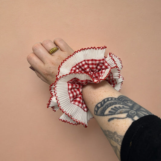 Large Red Gingham Hair Scrunchie