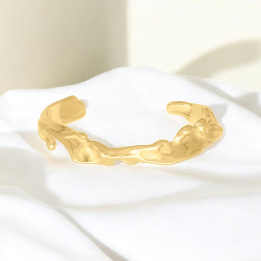 India Irregular Gold Cuff Bracelet