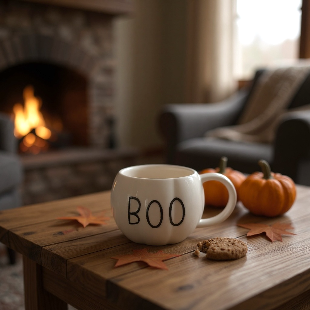 Boo White Ceramic Pumpkin Mug