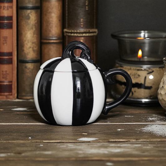 Striped Pumpkin Mug & Lid