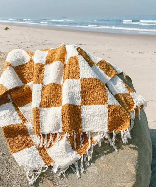 Gold & Cream Checkered Blanket