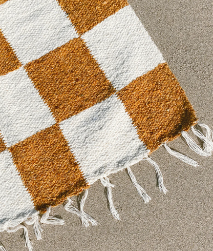 Gold & Cream Checkered Blanket