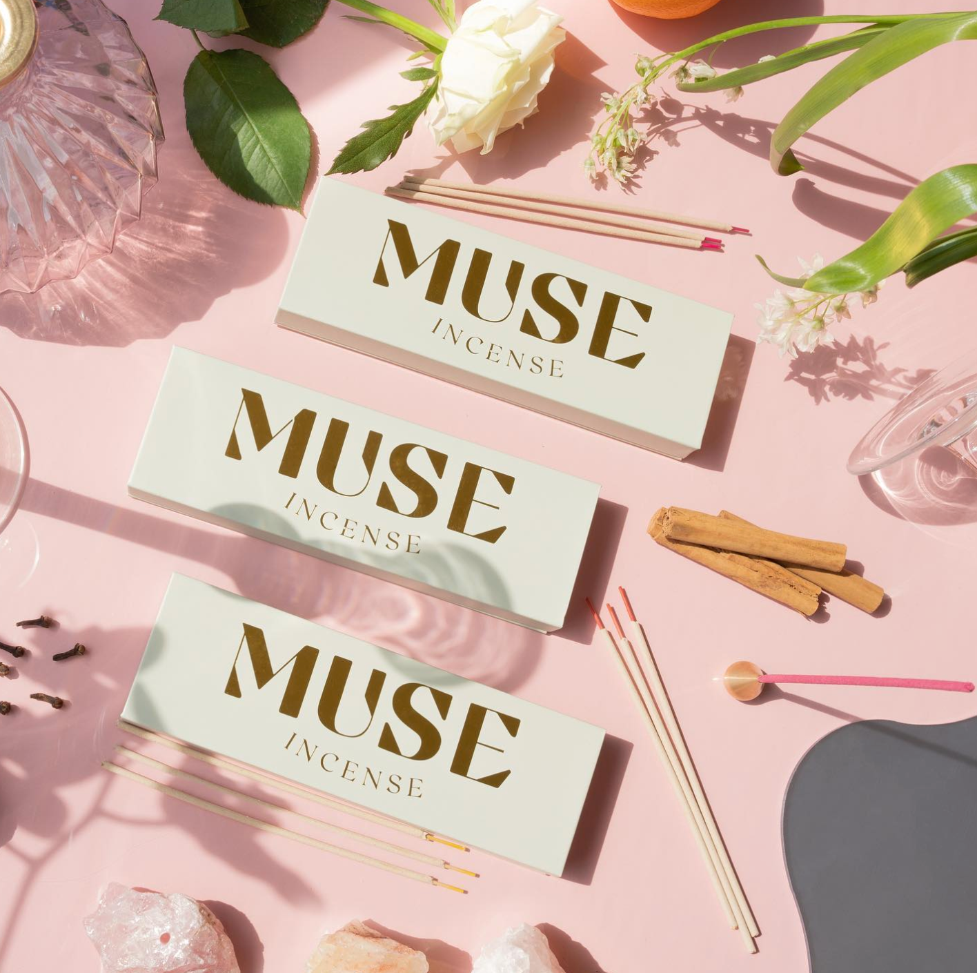 Muse Natural Incense Box in Rose & Vetiver