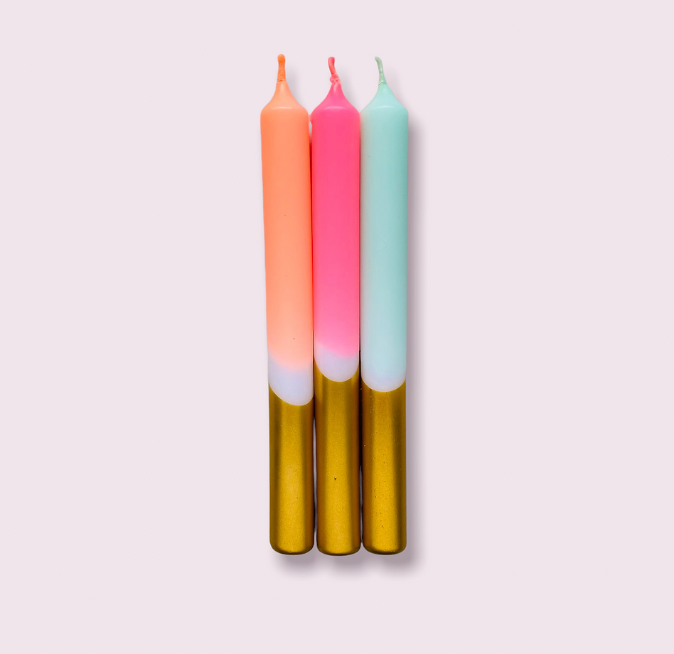 Dip Dye Dinner Candle Set in Christmas Fireworks