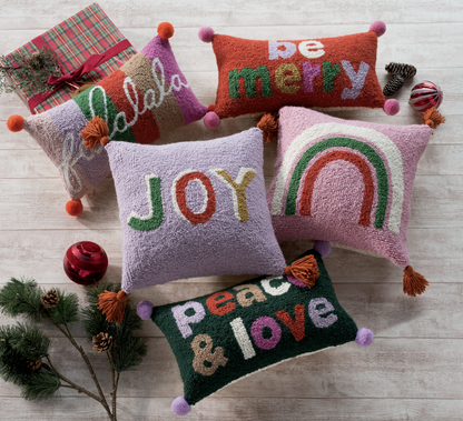 'Be Merry' Wool Hook Christmas Cushion