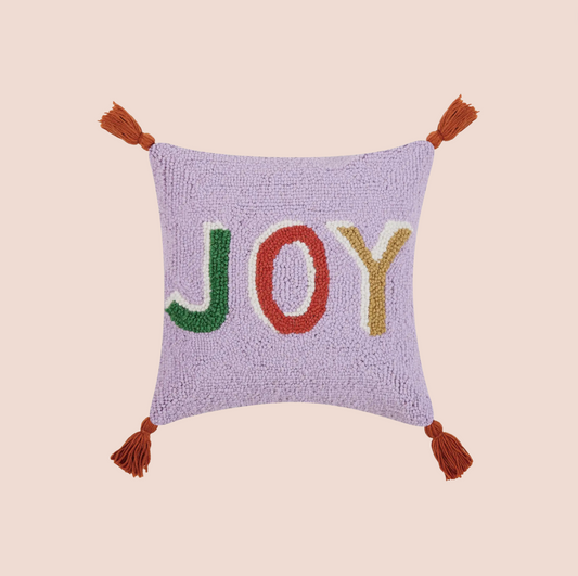 'Joy' Tassel Festive Cushion