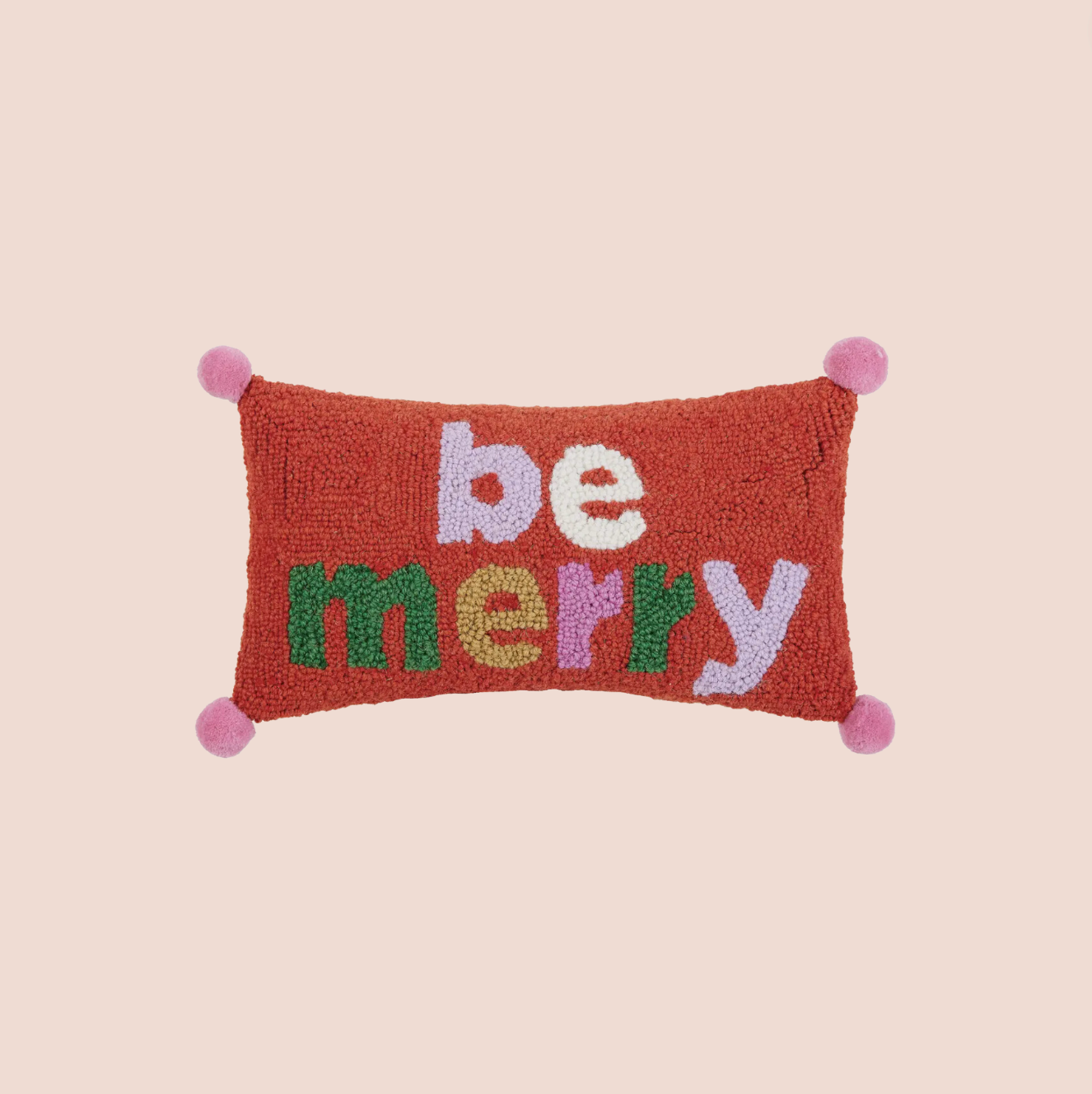 'Be Merry' Wool Hook Christmas Cushion