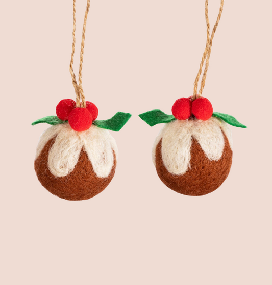 Felt Christmas Puds x2 Tree Decorations