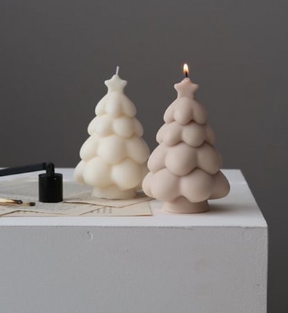 Handmade Snowy Christmas Tree Candle